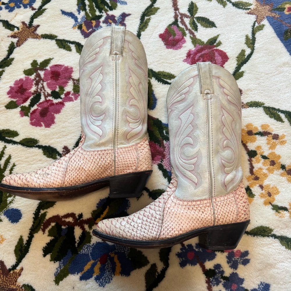 Vintage Durango Pink Snakeskin Python Leather Upp… - image 2